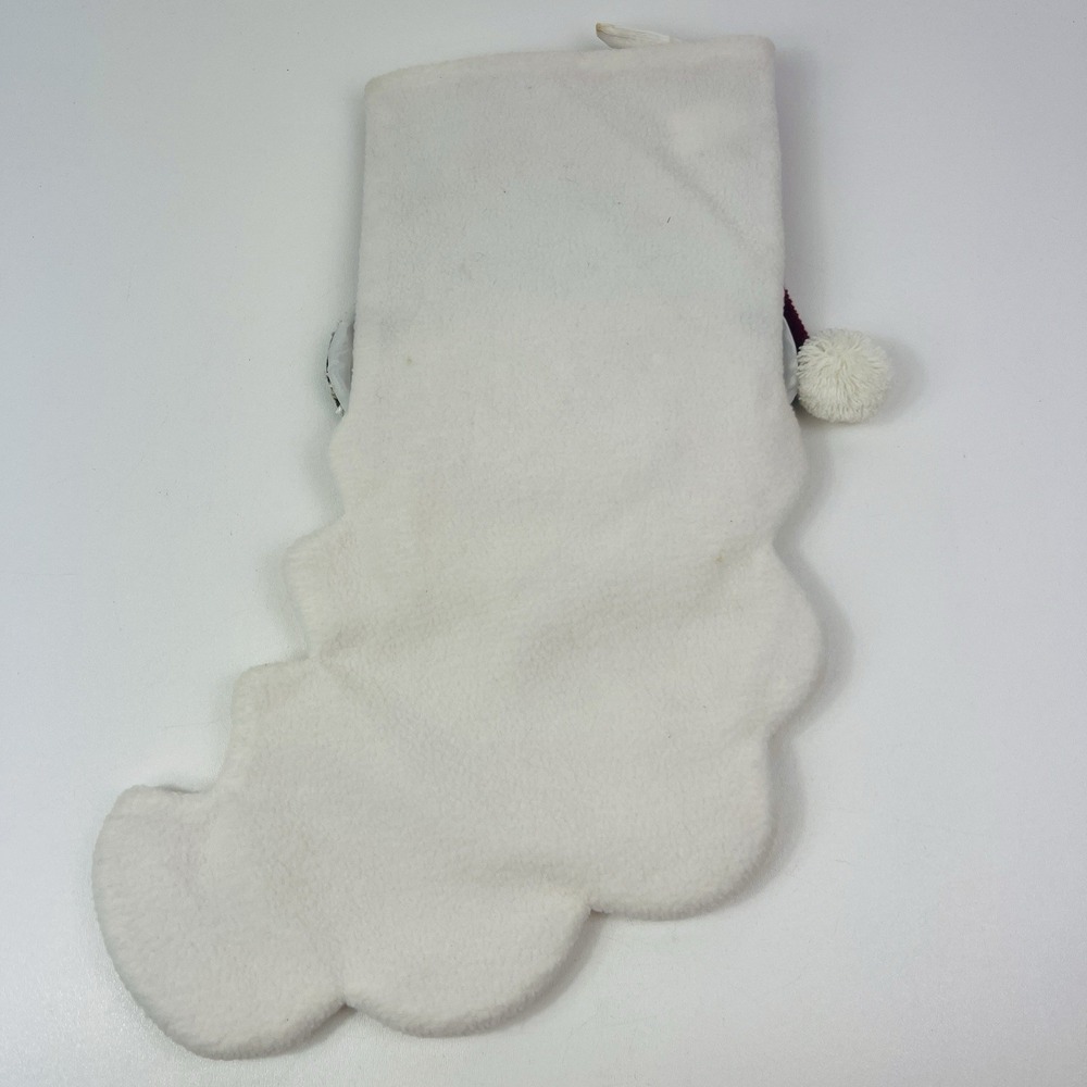 Santa Face Beard Fleece Christmas Stocking 3 D Red Green White Cloth 17x8" - Picture 8 of 11
